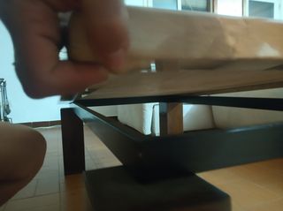 Mesa centro màrmol travertino doble capa