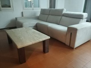 Mesa centro màrmol travertino doble capa