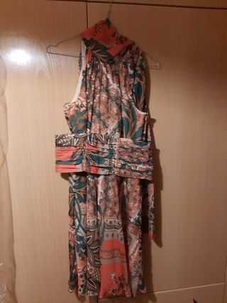 Vestido fiesta estampado naranja