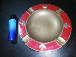 ENVIO! CENICERO BRONCE ARTESANO INDIO PINTADO 13cm