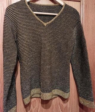 👚🎉 T M/L Jersey fiesta dorado y negro