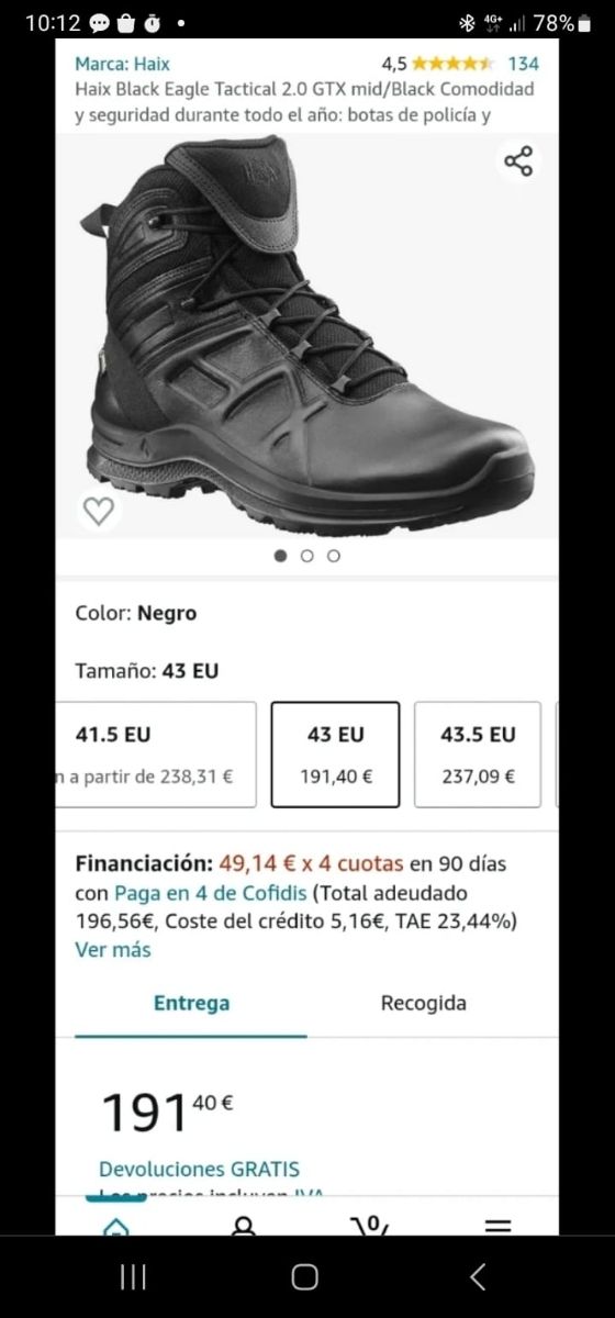 Botas HAIX tactical Eagle 2.0 GTX. Número 43