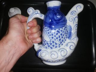 PORCELANA TETERA JARRA PINTADO A MANO CHINA CARPA