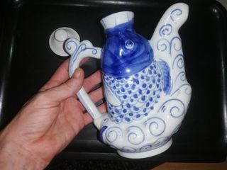 PORCELANA TETERA JARRA PINTADO A MANO CHINA CARPA