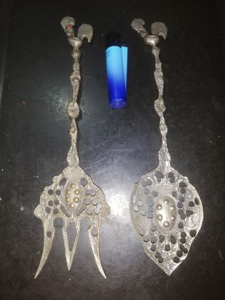 ENVIO! 2 CUBIERTOS PESCADO BRONCE 26 CM PORTUGUÉS