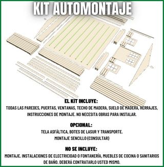 CASAS PREFABRICADA DE MADERA 15m2 diáfana