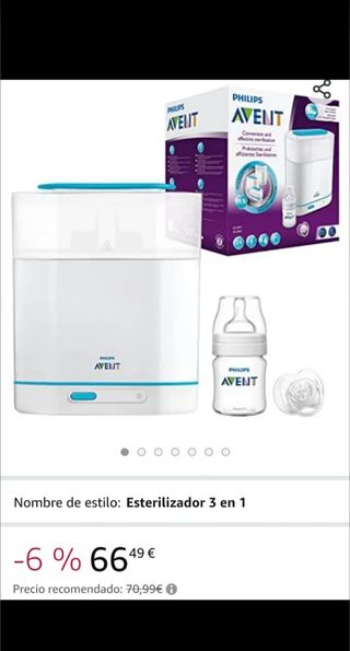 Esterilizador NUEVO Avent 3 en 1 + biberón regalo