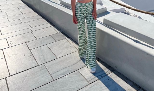 pantalon campana verde S