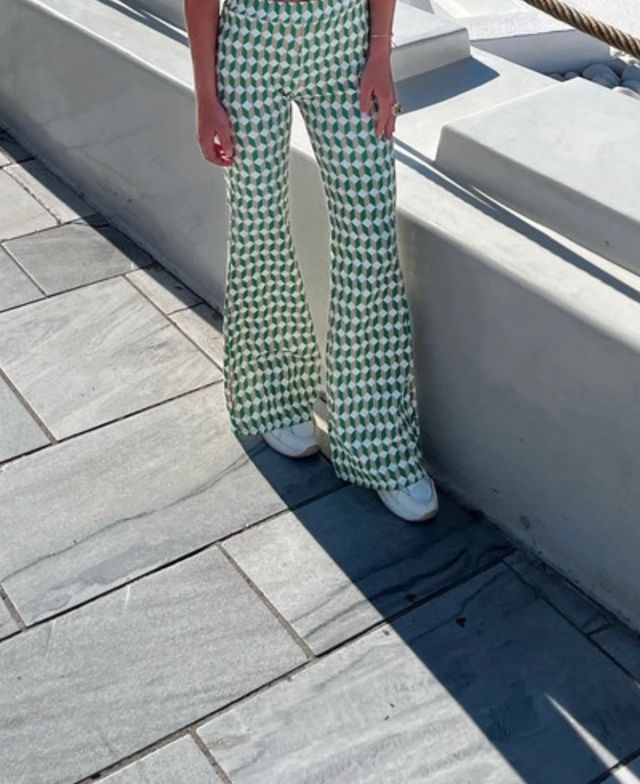 pantalon campana verde S