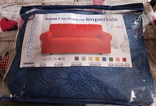 Copridivano elasticizzato blu