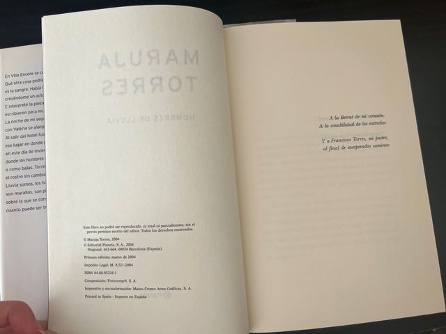 Libro “Hombres de lluvia” Maruja Torres