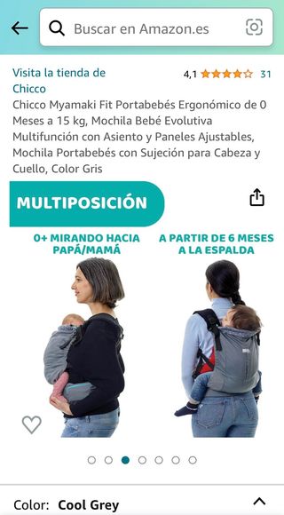 Portabebé Ergonomico de 0 meses a 15 kilos