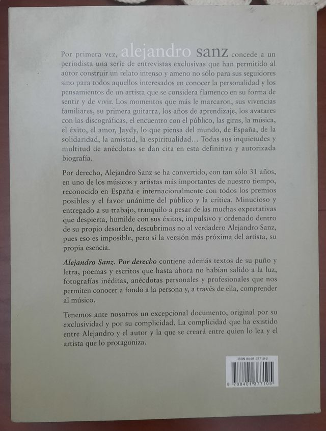 Libro Alejandro Sanz Por Derecho.