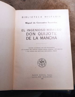 Libro antiguo Don Quijote de la Mancha