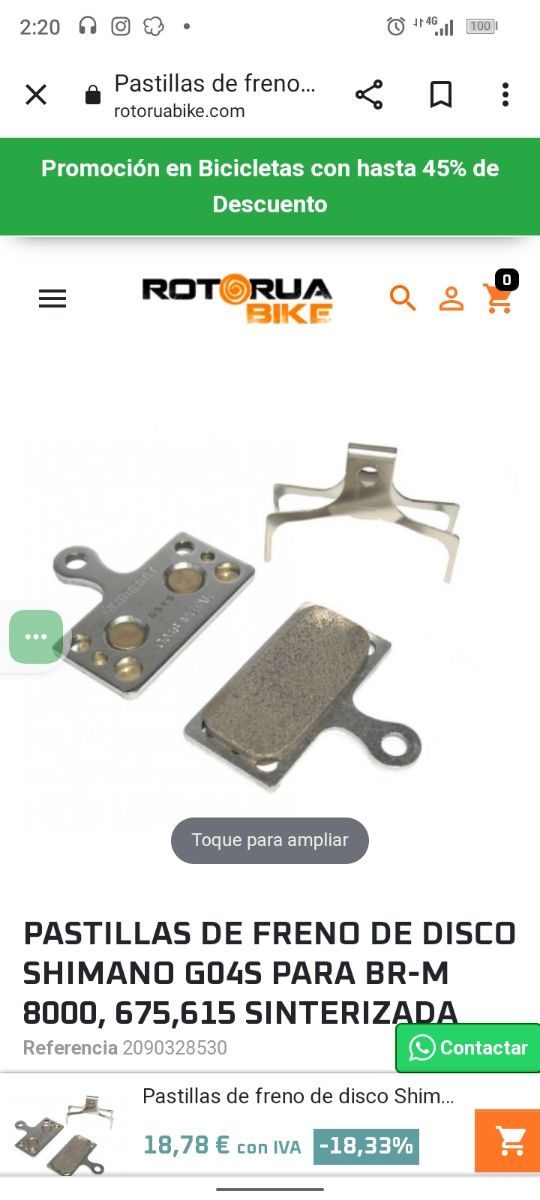 Shimano G04S pastillas freno disco nuevo