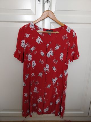 Vestido rojo flores talla 40 Primark