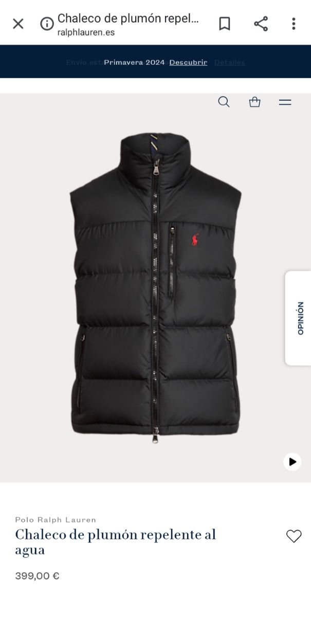 Chaleco Plumón Polo Ralph Lauren.