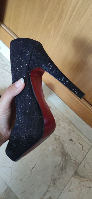 Zapatos de tacon fiesta, negro con brillos