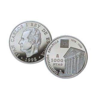 Moneda Plata España 1998 XX Aniv. Constitución