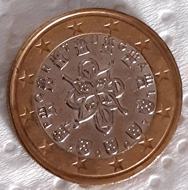 Moneda de 1 euro 2007 Portugal mapa hasta 2006