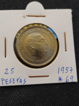 Moneda 25 Pesetas 1957 Francisco Franco 