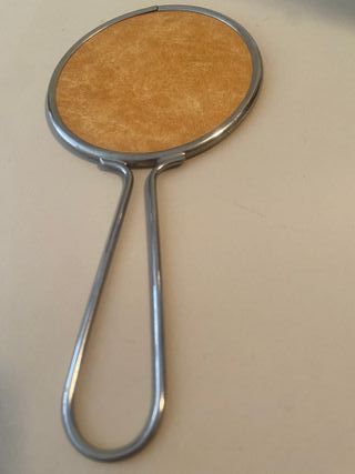 Espejo redondo 11cm x 11cm con asa alargada metáli