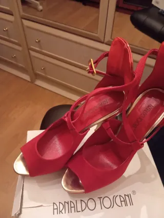 Sandalias tacon  rojo