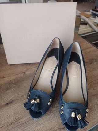 zapato tacón azul índigo 40