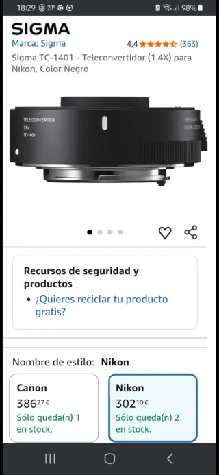 Sigma TC  1401 - Teleconvertidor