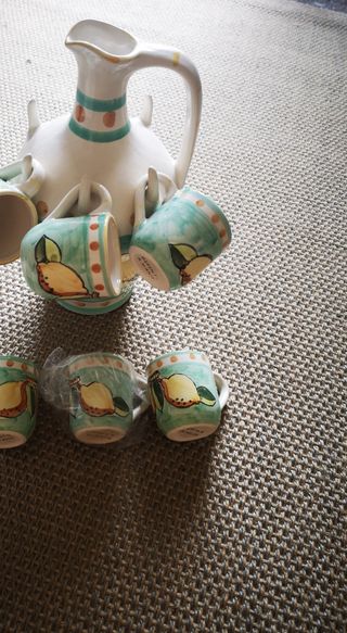 Set Brocca con 6 bicchieri dipinti mano