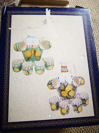 Set Brocca con 6 bicchieri dipinti mano