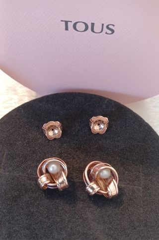 Tous pendientes Tous, plata vermeil y perla