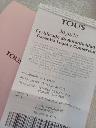 Tous pendientes Tous, plata vermeil y perla