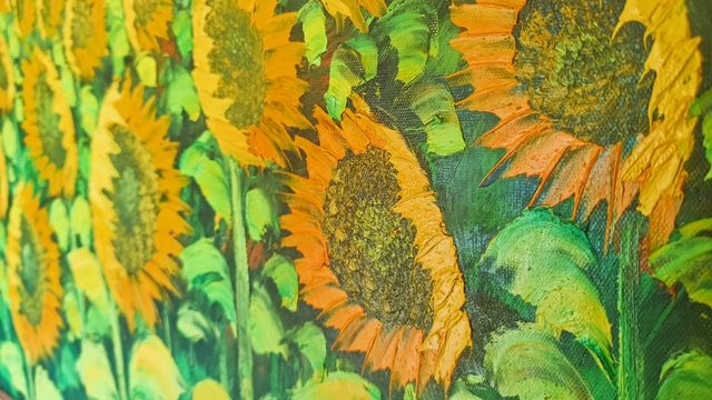 Cuadro grande de girasoles