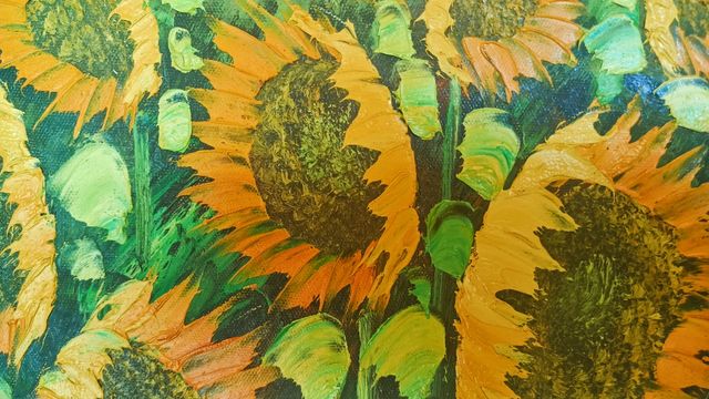 Cuadro grande de girasoles