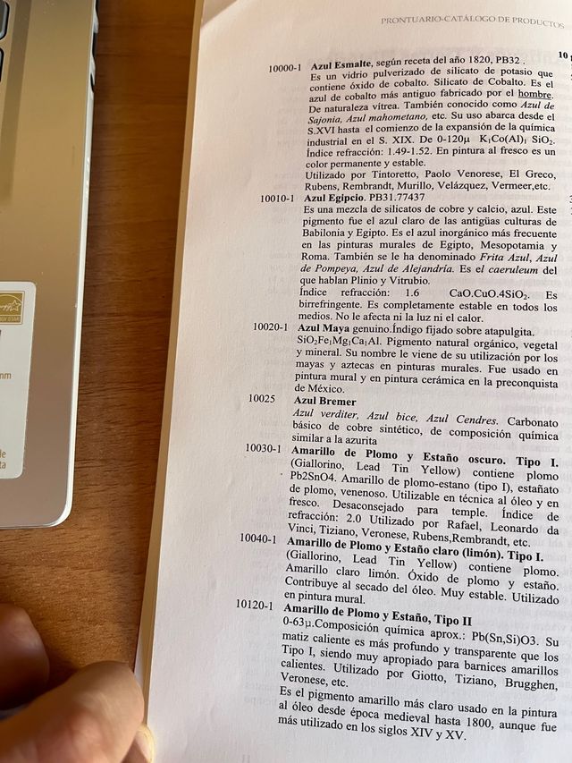 Pigmentos historicos oferta