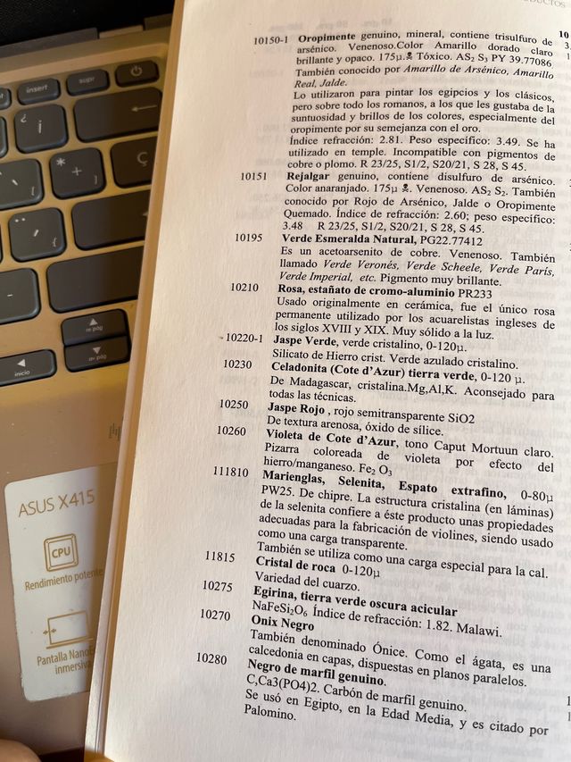 Pigmentos historicos oferta