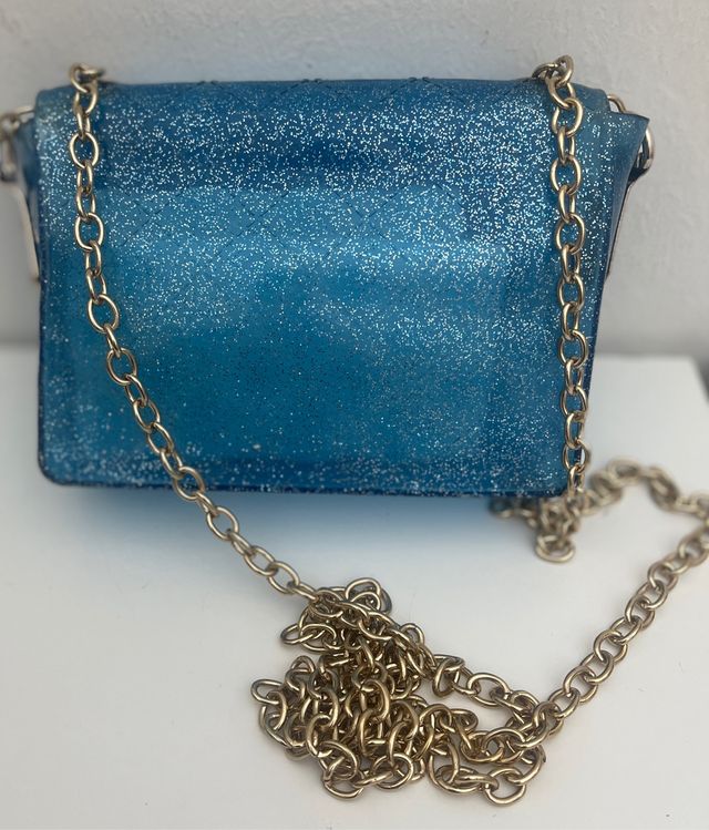 Borsetta a tracolla azzurra glitter