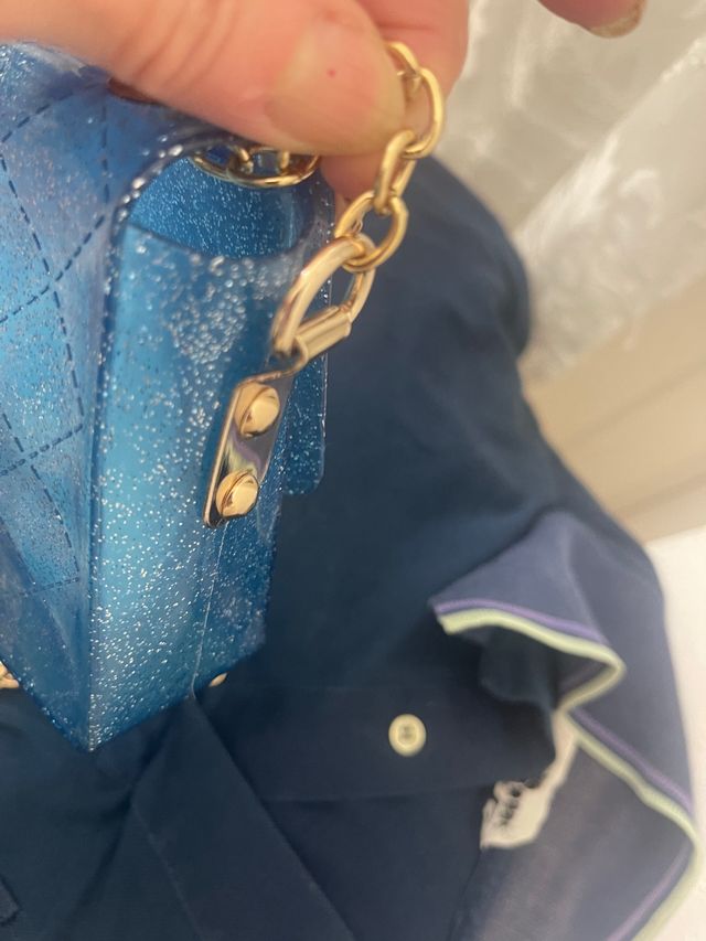 Borsetta a tracolla azzurra glitter