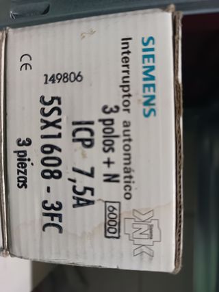 Siemens interruptor control potencia ICP 7'5A 3p+n