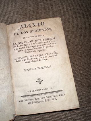 Libro antiguo 1792 - “Alivio de los sedientos” 
