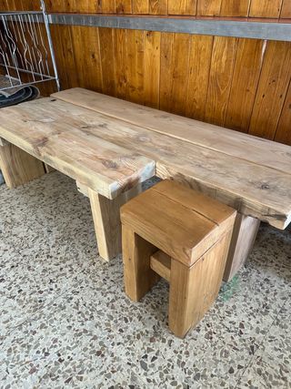 Banco taburete madera maciza pintado roble
