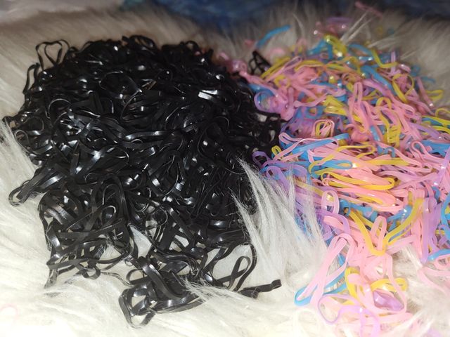 300 Elastici per capelli multicolore o neri