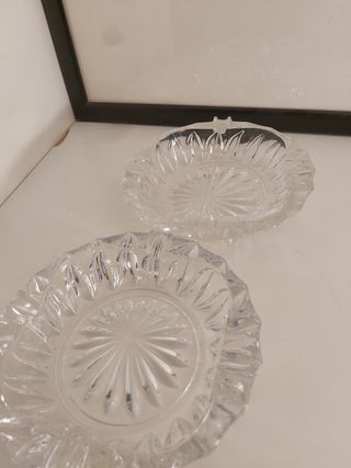 2 ceniceros cristal tallado