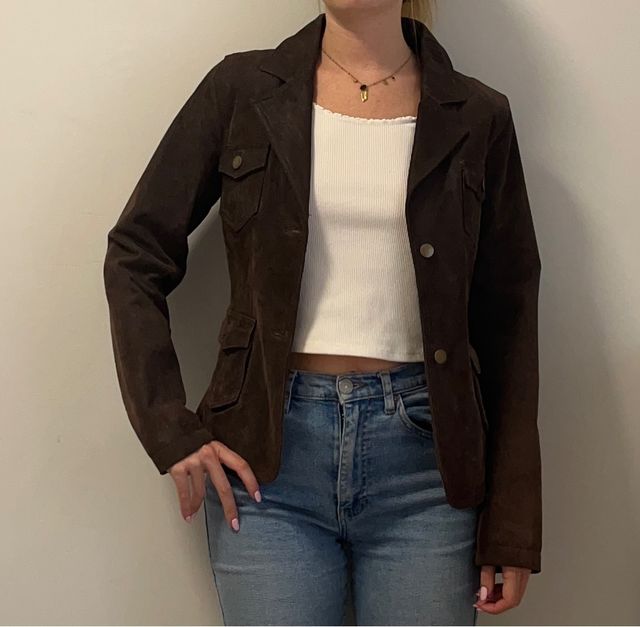 blazer piel marrón