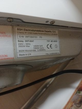 Horno Microondas Grill Balay