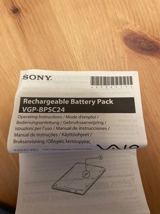 sony vaio rechargeable battery to attach to laptop