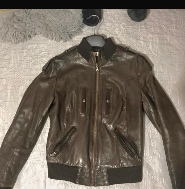 Giacca di pelle marrone