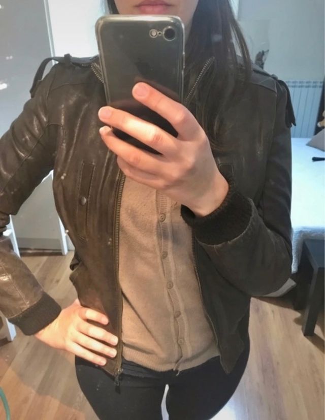 Giacca di pelle marrone