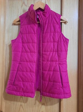 Chaleco plumas fuxia